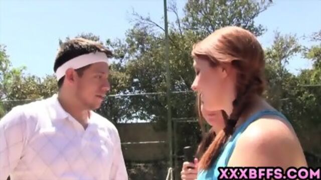 Teen Redhead Fucks With Her Tennis Instructor Outdoors